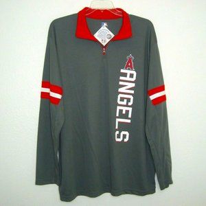 NWT MLB Los Angeles Angels 1/4 Zip Waffle Knit Pullover Size 2XL